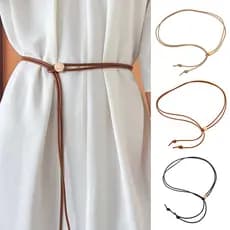 Cinto De Corda De Couro Feminino Ajustável Longo Macio Elegante Versátil Acessórios De Roupas De Moda