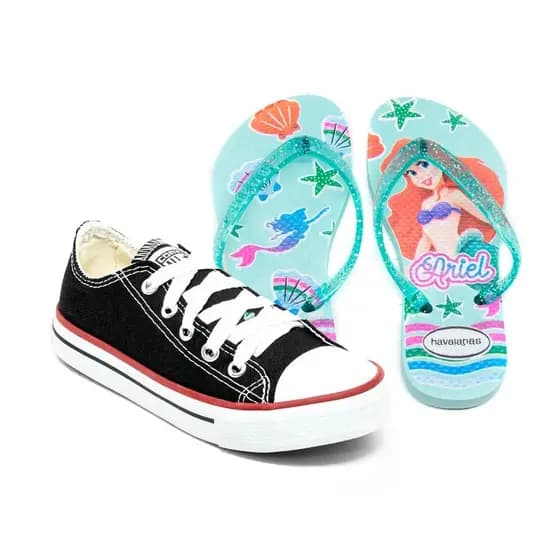 Kit calçados infantil meninas Tênis Infantil + Chinelo Infantil