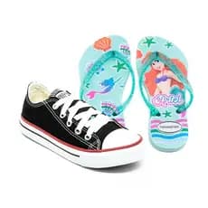 Kit calçados infantil meninas Tênis Infantil + Chinelo Infantil