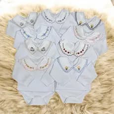 Body Bebê Manga Longa com Gola Bordada Luxo – RN ao P, Sofisticado e Elegante
