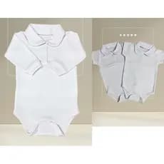 Body Bebê Gola Polo Suedine Algodão RN P M G Manga Longa ou Curta Branco
