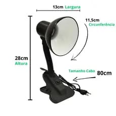 Luminária E-27 c/Garra Presilha, Mesa para Oficina e Leitura