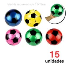 15 Bola de Futebol Dente de Leite Colorida Vinil 22x22cm Diâmetro