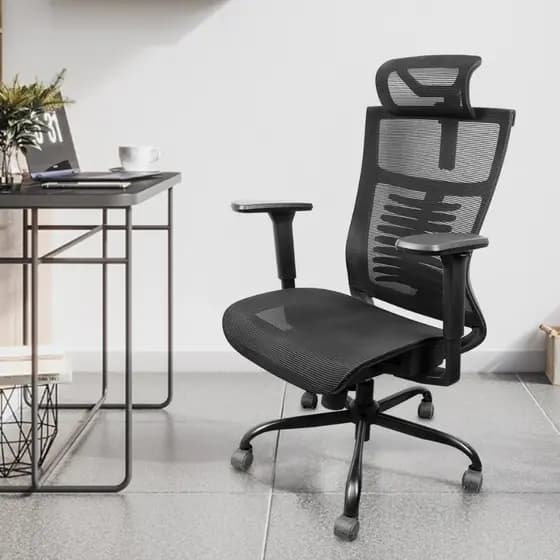 Cadeira de Escritorio Ergonomica Preta em Tela Mesh Cadeira de Escritório Ergonômica, Cadeira de Malha Com Encosto Alto