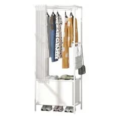 Arara Cabideiro Baú C/ Cortina P/ Roupas Bolsa Boné Blusa  Cor：White