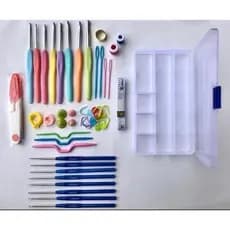Kit Com 16 Agulhas Soft De Crochê Com Tesoura + estojo- Lanmax - Westpress