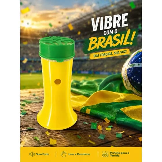 KIT CORNETA COPA DO MUNDO-PARA CURTIR COM A GALERA - VUVUZELA PEQUENA - POTÊNCIA DE SOM