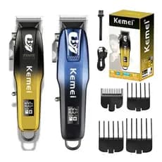 Máquina de cortar cabelo Kemei profissional recarregável com visor LCD Original Kemei KM-709A - Bivolt