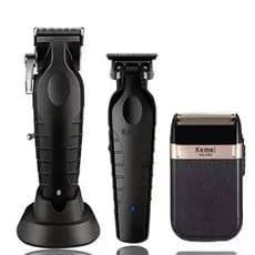 Kit Barbeiro Profissional 3 maquina Kemei Original Cortar Cabelo Acabamento Shaver Detalier Pezinho