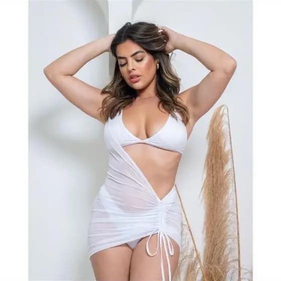 Saída de Praia Vestido Puxe Feminino Natal Ano Novo