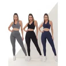 Conjunto Fitness Feminino Top e Calça Sports Treino Perfeito Tecido Premium
