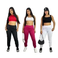 Calça Moletom Jogger Cintura Alta Feminino Punho na Barra Inverno Moda Blogueira