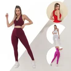 Conjunto Fitness Feminino Top e Calça Sports Treino Perfeito