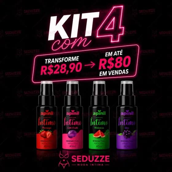 Kit com 4 Perfume Intimo Beijavel Apinil - Atacado para revenda