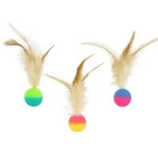 Bola Interativa Pula Pula com Pluma para Gatos Brinquedo Divertido Pet