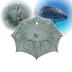 Armadilha Covo para Peixes 90x90cm Rede Retrátil com 8 Entradas Isca Viva Lambari Camarão