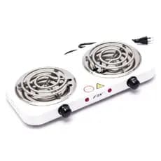 Fogão Elétrico Portátil 2 Bocas 127V Anafe Fogareiro Branco 2000W Cozinha Compacta