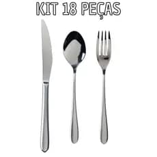 Kit 18 Talheres Inox Garfo, Colher e Faca para Buffet e Restaurante Profissional