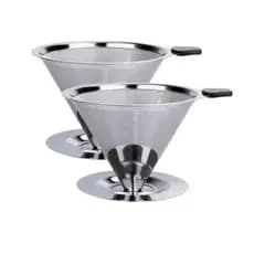 Kit 2 Filtros Coadores de Café em Aço Inox Reutilizável Peneira Fina Durável