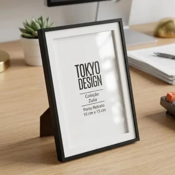 Porta Retrato 10x15 Palmira Preto Branco MDF Tokyo Design