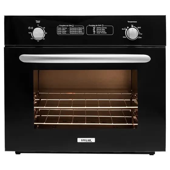 Forno a Gás de Embutir Stelar Due 55L Preto GLP ou Gás Natural GN