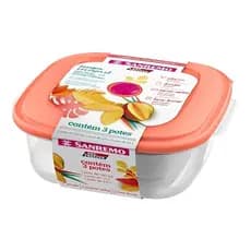 3 Potes Herméticos 480ml, 1,3L e 2,5L Lava Louça, Freezer, Micro Ondas BPA Free Tampa Reversível