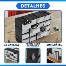 Gaveteiro Plástico 16 Gavetas Multiuso Empilhável Caixa Cesto 7001 Arqplast