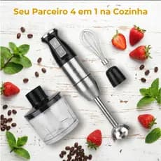 Mixer  4 em 1 Misturadora Triturador Fuet Processador Alimentos Multifuncional 2 Velocidade