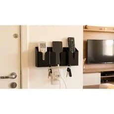 Organizador de Parede 3 em 1- Porta Controles, Chaves e Celular com Suporte para Carregamento