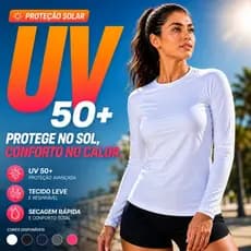 Camiseta Térmica Feminina Manga Longa Proteção Solar | Praia Academia Treino