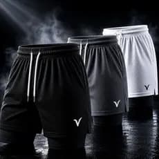 KIT 3 Shorts 2 em 1 DryFit VLS Original Elastano Academia Esporte Treino Masculino