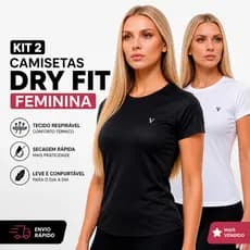 Kit 2 Camiseta Dry Fit Feminina Original Respirável Confortável Ideal Para Treinos Academia