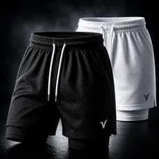 KIT 2 Shorts 2 em 1 DryFit VLS Original Elastano Academia Esporte Treino Masculino