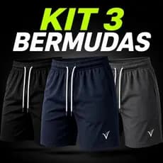 Kit 3 Bermuda Elastano Masculina Original VLS Shorts Tactel