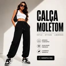 Calça Moletom Peluciada Jogger Com Punho e Cordão Ajustável Inverno Quente e Confortável