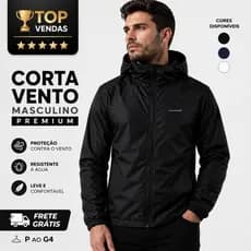 Jaqueta Corta Vento Masculina Semi Forrada Capuz Plus Size Impermeável
