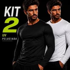 Kit 2 Camisa/Blusa Masculina Térmica Peluciada Manga Longa Segunda Pele Inverno Academia