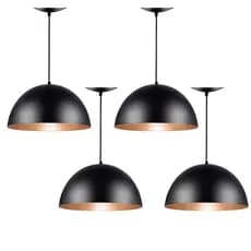 Kit 4 Pendente Meia Lua 30 Cm Preto /Cobre Luminarias Lustre Decoração Casa Sala Loja Cozinha Balcão