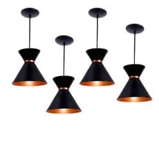 Pendentes de Teto Kit 4 Luxo Preto Luminaria Estilo Lustre Varanda Sala Cozinha Quartos Envio Rapido