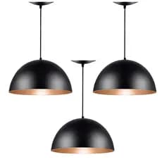Kit 3 Pendente Luminaria Meia lua Alumínio Preto/Cobre 40 Cm Decoração Interno Elegante Envio Rapido