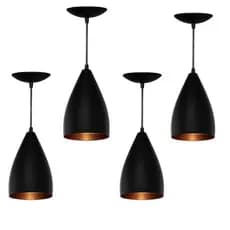 Luminaria Pendente De Teto Kit 4 Vegas Casa Cozinha Quarto Decoração Estilo Textura Aluminio  Rapido