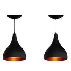 Kit 2 Pendente Gota Preto Luminária Lustre Decoração Area Interna e Externa Varanda Aluminio Premium
