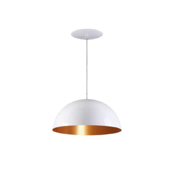 Pendente Decorativo Meia Lua Kit1 Branco/Cobre Moderno Aluminio Teto Sala de Jantar Loja Ambiente