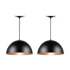 Pendente Teto Kit2 Meia Lua 30cm Retro Cabo 1m Regulavel Para Sala Cozinha Estilo Moderno Elegante