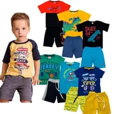 Kit 10 Peças de Roupas Infantil Menino 5 Camisetas+ 5 Bermudas Promoção Kit com 5 Conjuntos de Roupa Infantil Menino Conjunto Masculino Infantil 1 ano, 2 anos, 3 anos, 4 anos, 6 anos, 8 anos Roupa Masculina Infantil