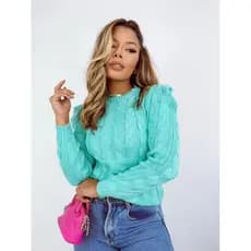 Blusa de Frio Feminina Manga Princesa no Tricô Inverno Grossa Modinha Feminino Estilo Suéter de Tricot Blogueirinha