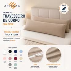Kit 2 Fronhas Xuxão com Zíper Micropercal 400 Fios Toque Acetinado Capa para Travesseiro de Corpo Várias Cores