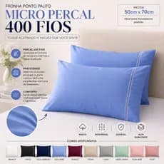 Kit 10 Fronhas Ponto Palito Micropercal 400 Fios Toque Acetinado Macio 50cm x 70cm Antialérgica