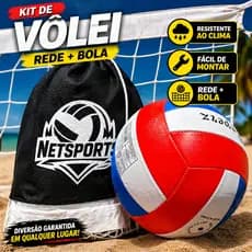 kit volei - Rede de 4 metros c/ FAIXA + Bola de volei (parque, praia, piscina) (2-8 jogadores)