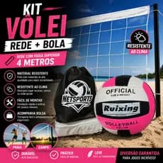 kit Rede de volei + Bola semi PRO 4 metros (praia, piscina, parque) 2 - 8 Jogadores